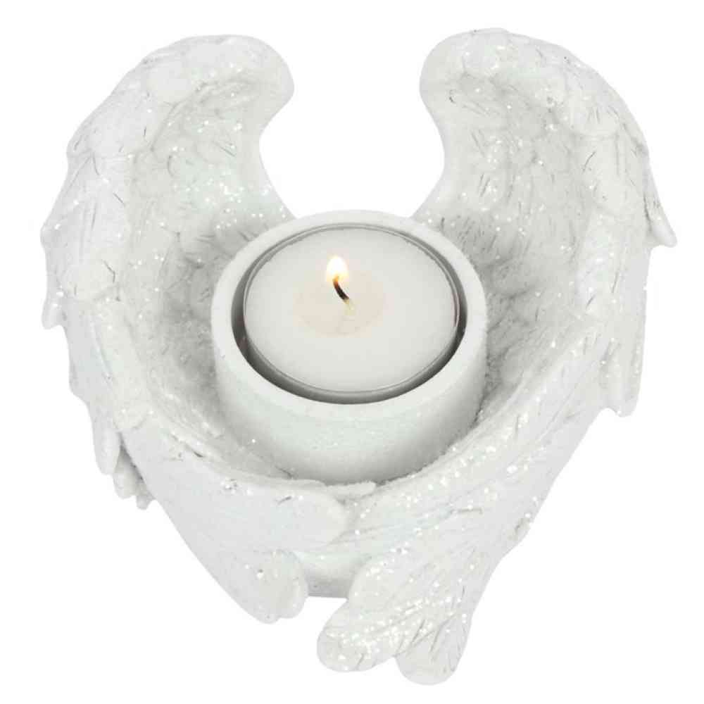 Something Different - Glitter Angel Wing Kaarsenstandaard - Wit